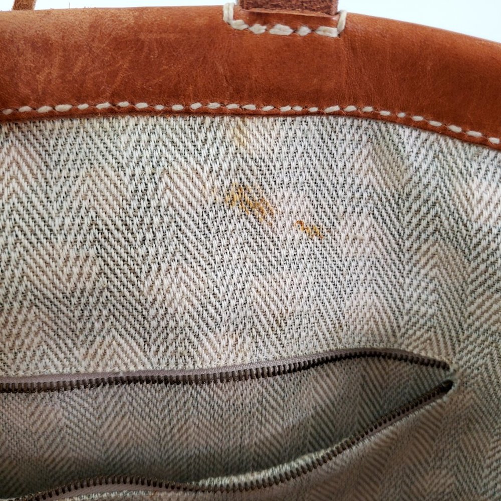 Henry Cuir Beguelin Canvas Patch Multi Color Leather Trim Tote Bag - Picture 11 of 13